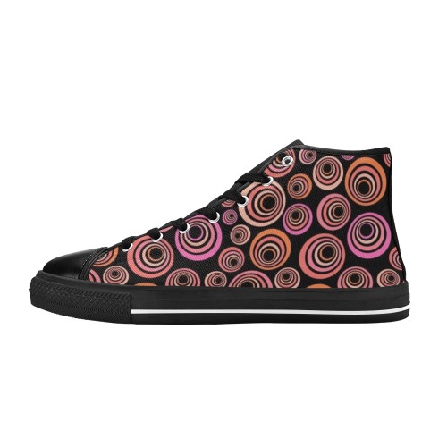 Retro Psychedelic Pretty Orange Pattern High Top Canvas Shoes for Kid (Model 017)