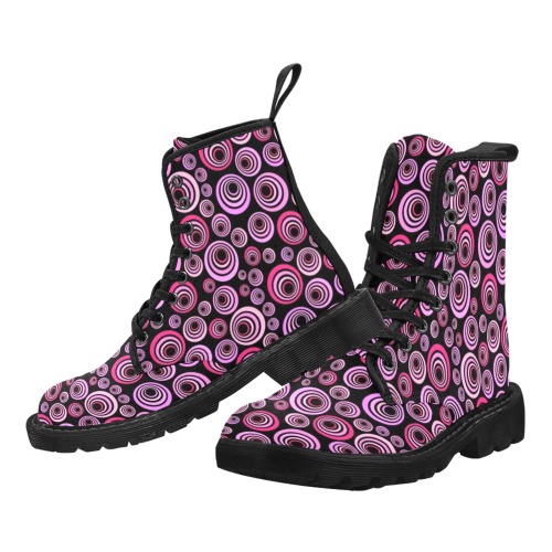 Retro Psychedelic Pretty Pink Pattern Martin Boots for Men (Black) (Model 1203H)