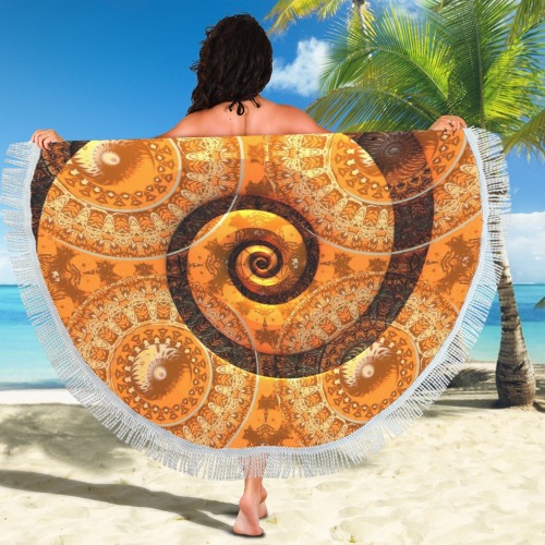 Dreams - Mandalas and Spiral Circular Beach Shawl 59"x 59"