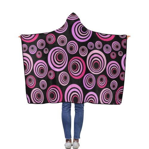 Retro Psychedelic Pretty Pink Pattern Flannel Hooded Blanket 40''x50''
