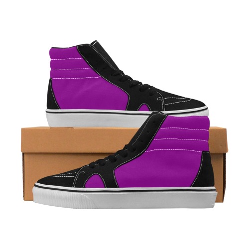 color dark magenta Women's High Top Skateboarding Shoes (Model E001-1)