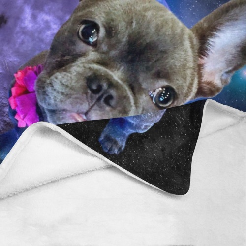 Dog French Bulldog and Planets Ultra-Soft Micro Fleece Blanket 60"x80"