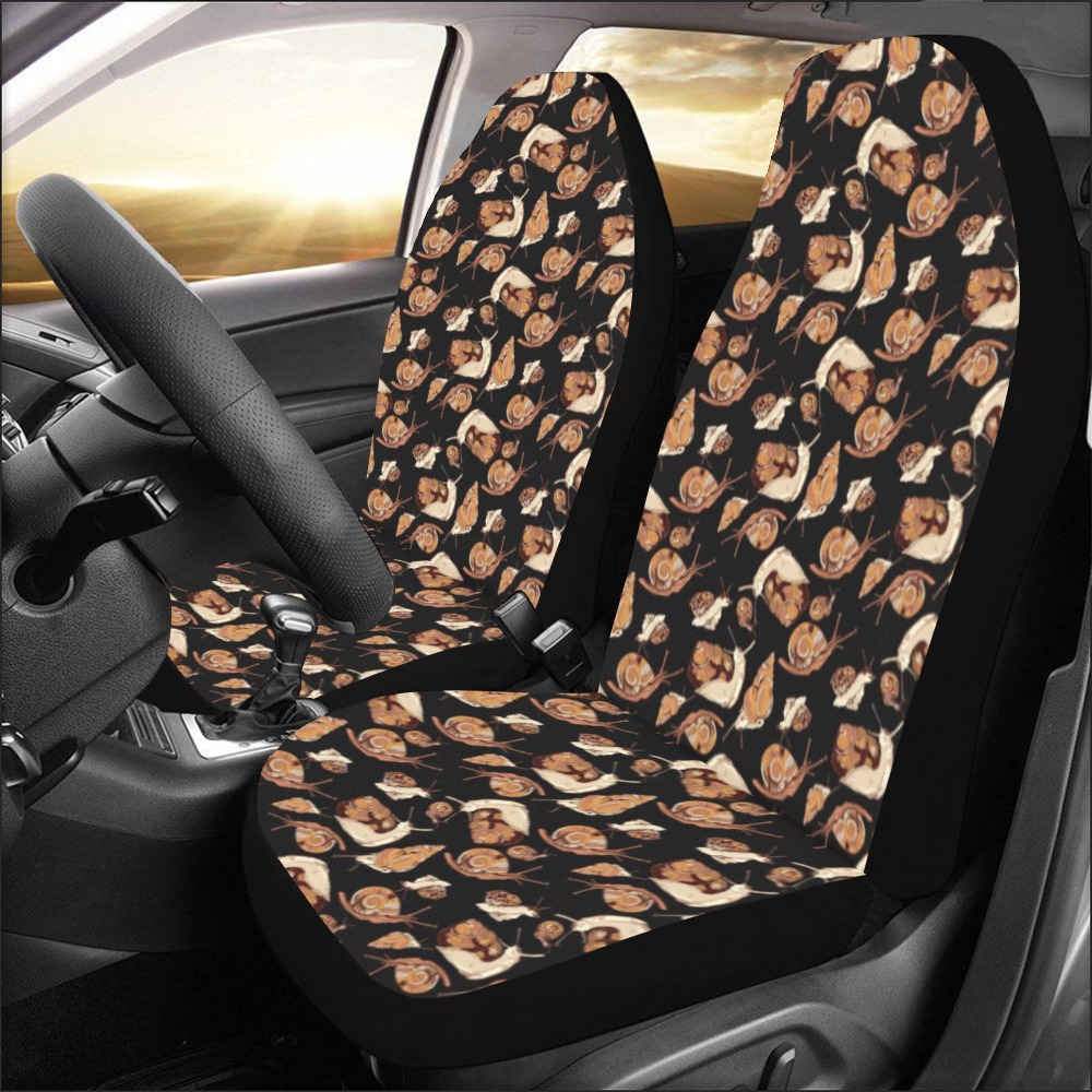 Snails on Black Car Seat Covers (Set of 2)