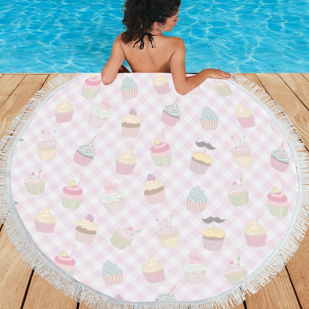 Cupcakes Circular Beach Shawl 59"x 59"