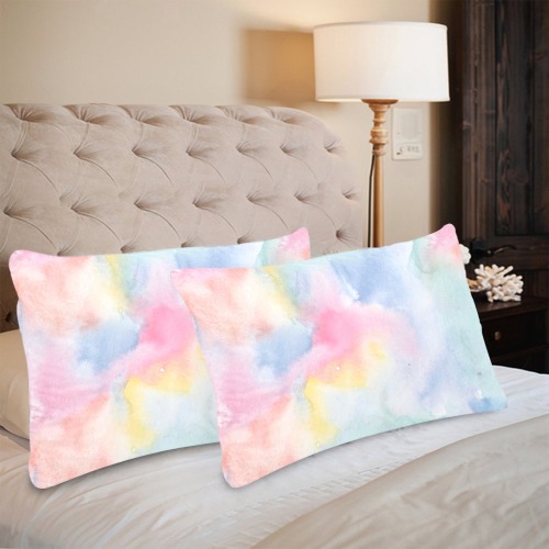 Colorful watercolor Custom Pillow Case 20"x 30" (One Side) (Set of 2)
