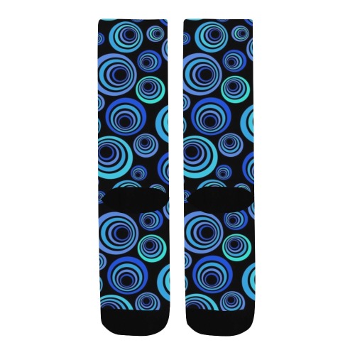 Retro Psychedelic Pretty Blue Pattern Men's Custom Socks