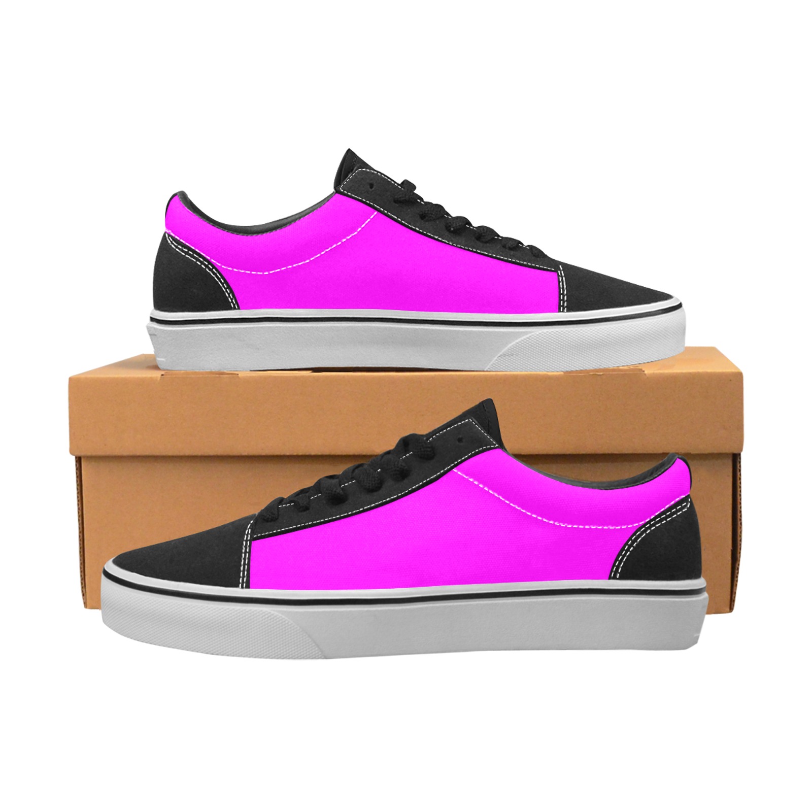 color fuchsia / magenta Women's Low Top Skateboarding Shoes (Model E001-2)