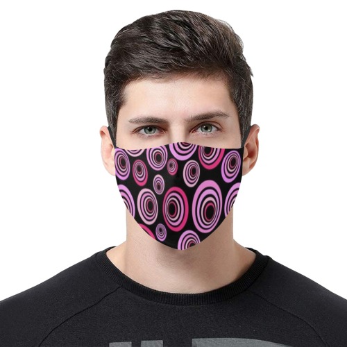 Retro Psychedelic Pretty Pink Pattern 3D Mouth Mask with Drawstring (Pack of 20) (Model M04)