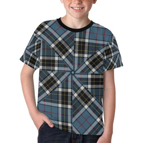 Thompson Blue Tartan Kids' All Over Print T-shirt (Model T65)