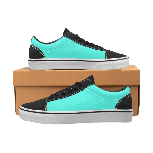 color turquoise Women's Low Top Skateboarding Shoes (Model E001-2)