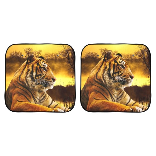 Tiger and Sunset Car Sun Shade 28"x28"x2pcs