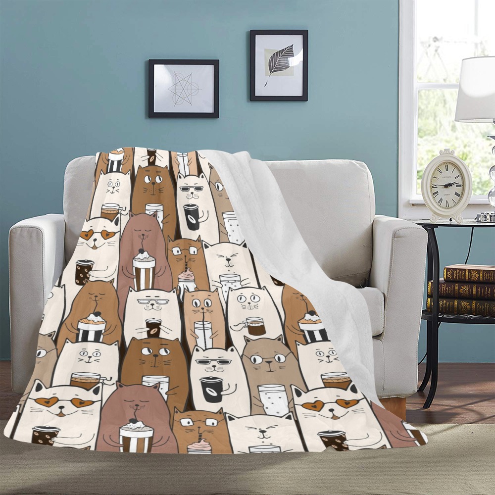 Cats and Coffee Ultra-Soft Micro Fleece Blanket 60"x80"