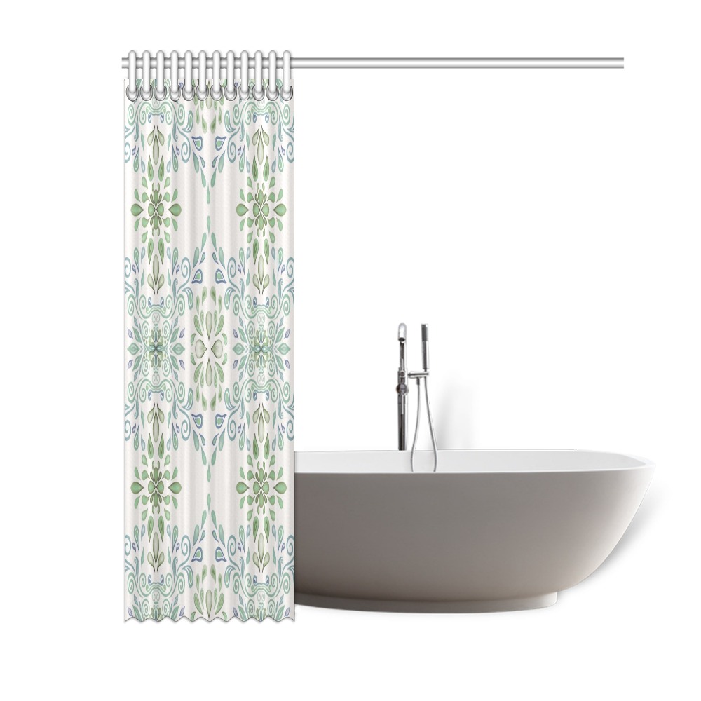 Blue and Green watercolor pattern Shower Curtain 60"x72"
