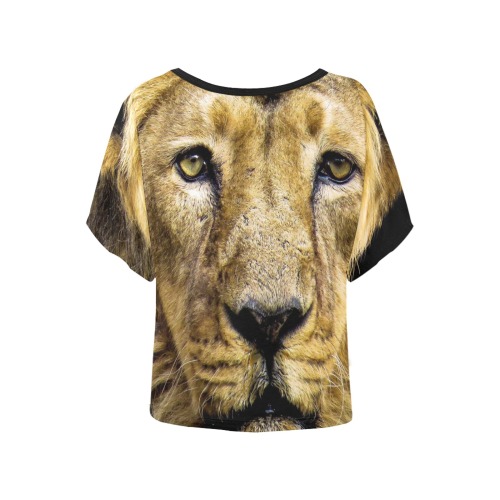 Face of Lion Women's Batwing-Sleeved Blouse T shirt (Model T44)