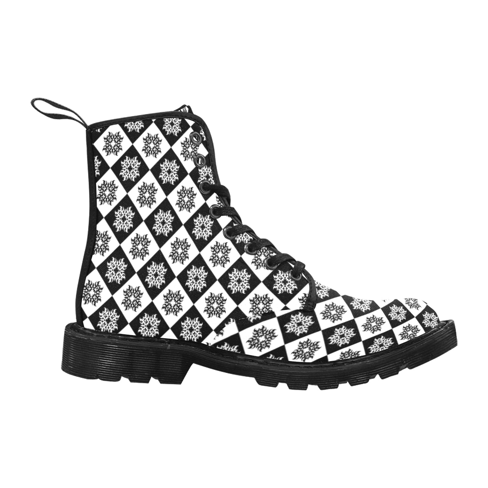 Tribal Harlequin Martin Boots for Women (Black) (Model 1203H)