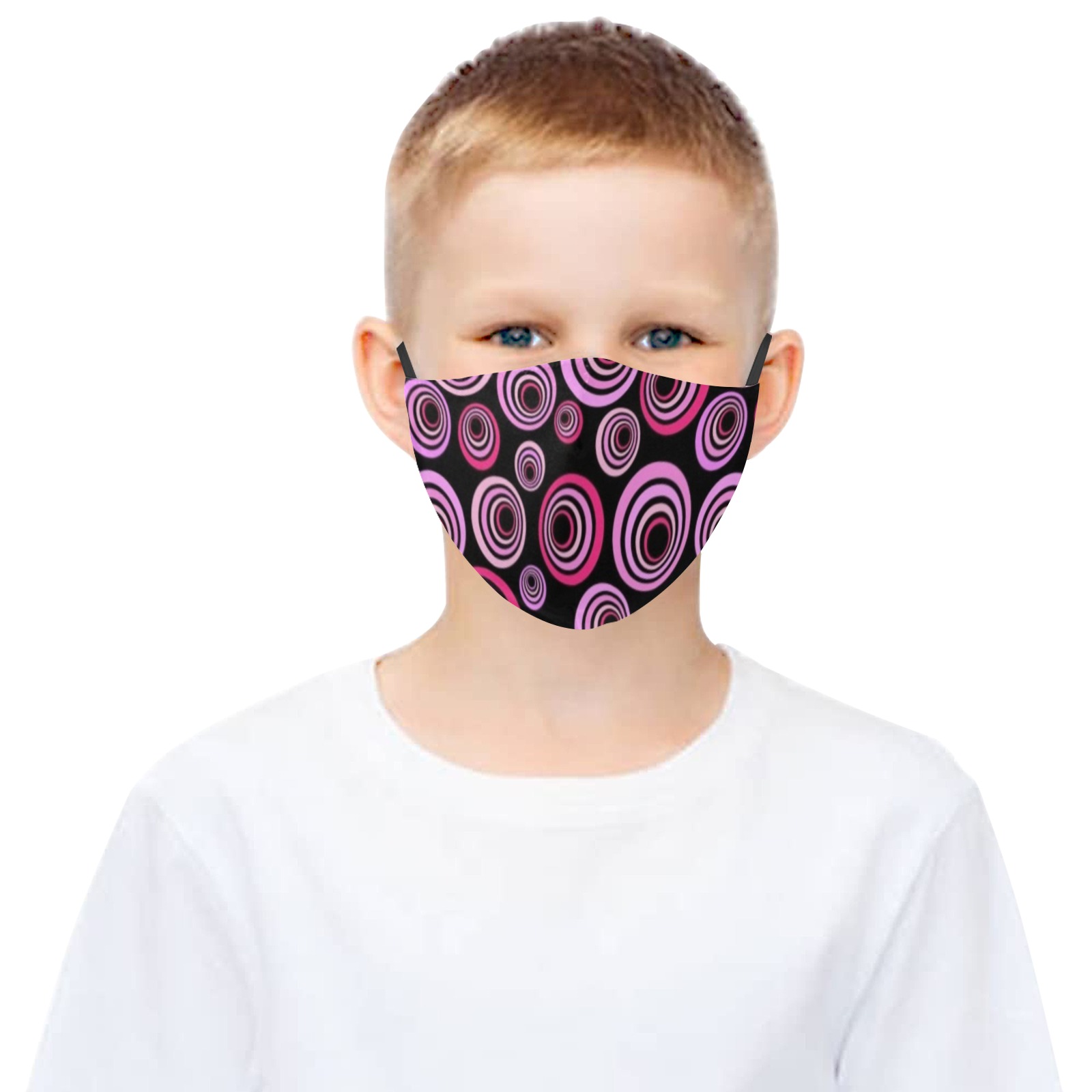 Retro Psychedelic Pretty Pink Pattern 3D Mouth Mask with Drawstring (Pack of 20) (Model M04)