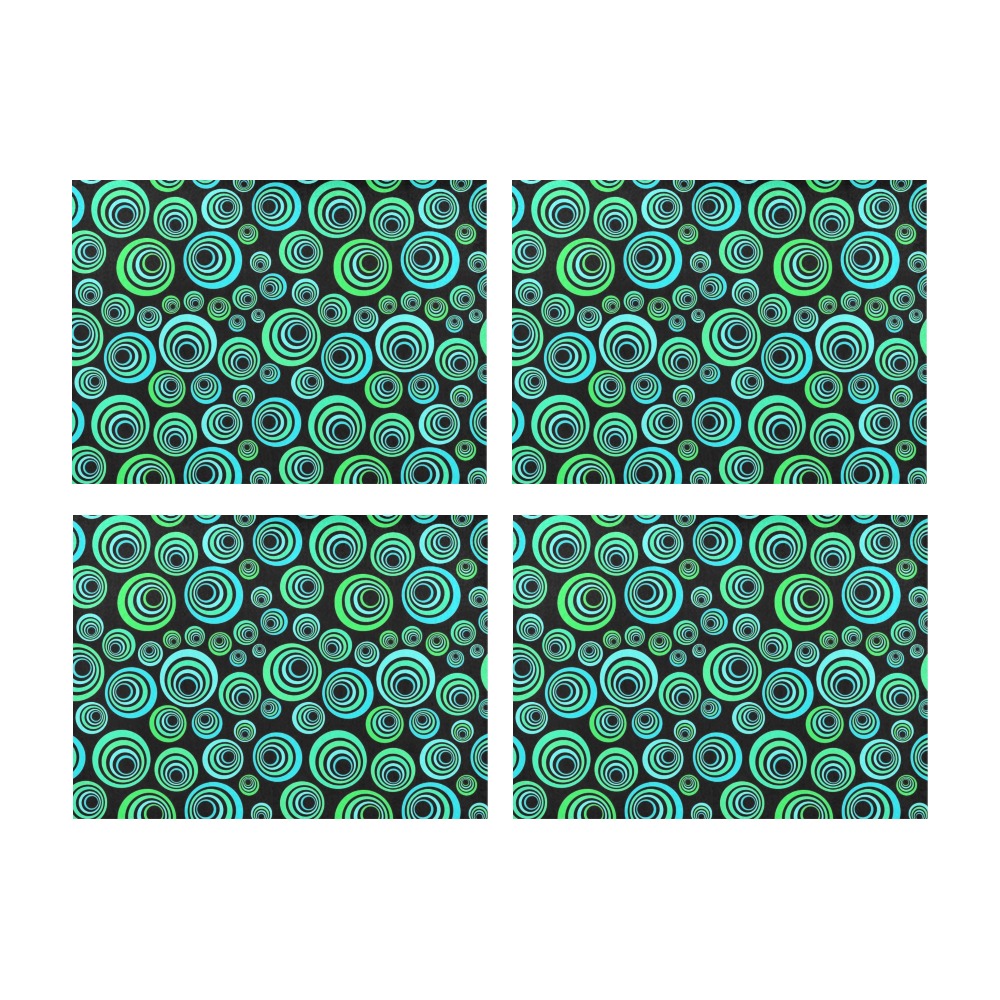 Retro Psychedelic Pretty Green Pattern Placemat 14’’ x 19’’ (Set of 4)