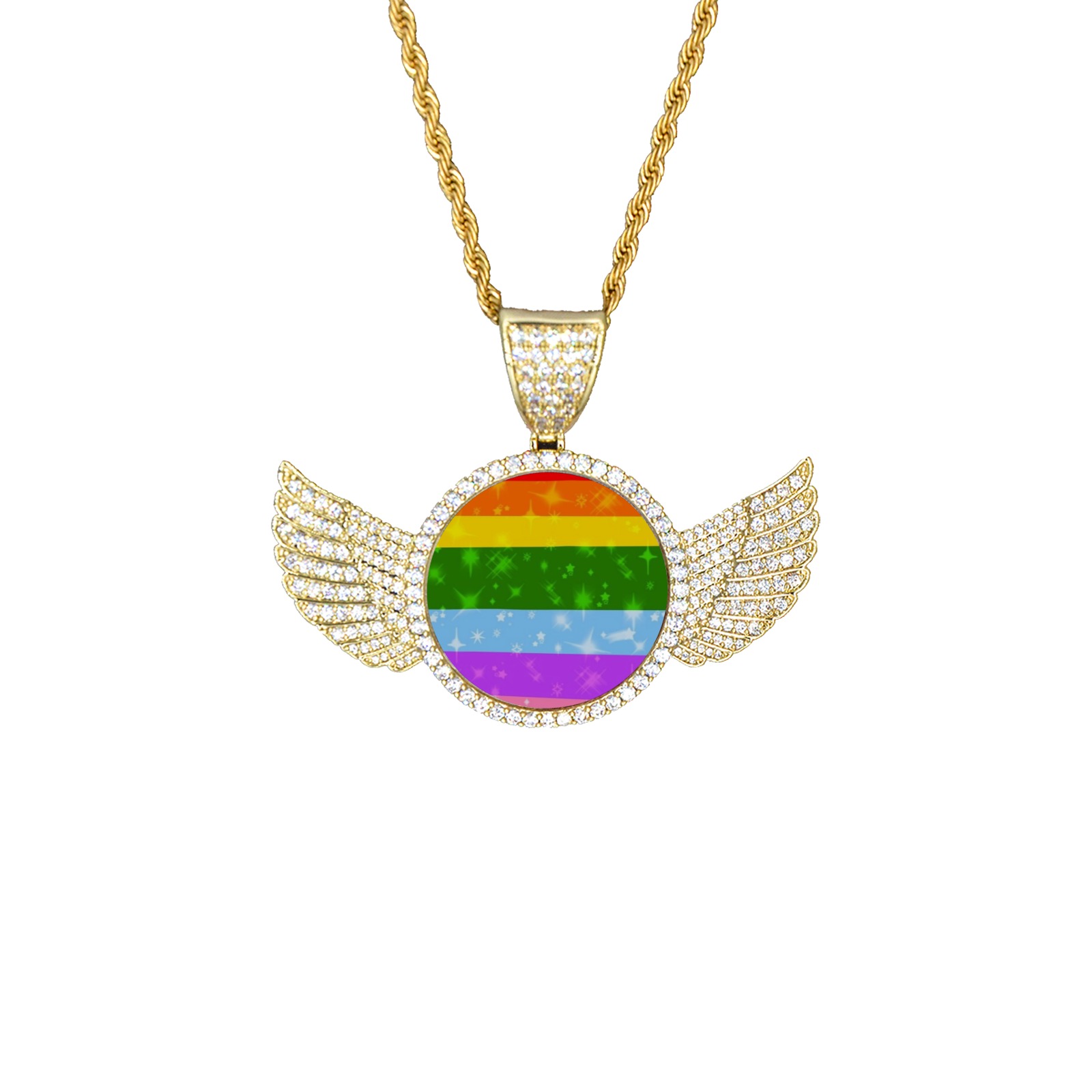 Pride by Nico Bielow Wings Gold Photo Pendant with Rope Chain