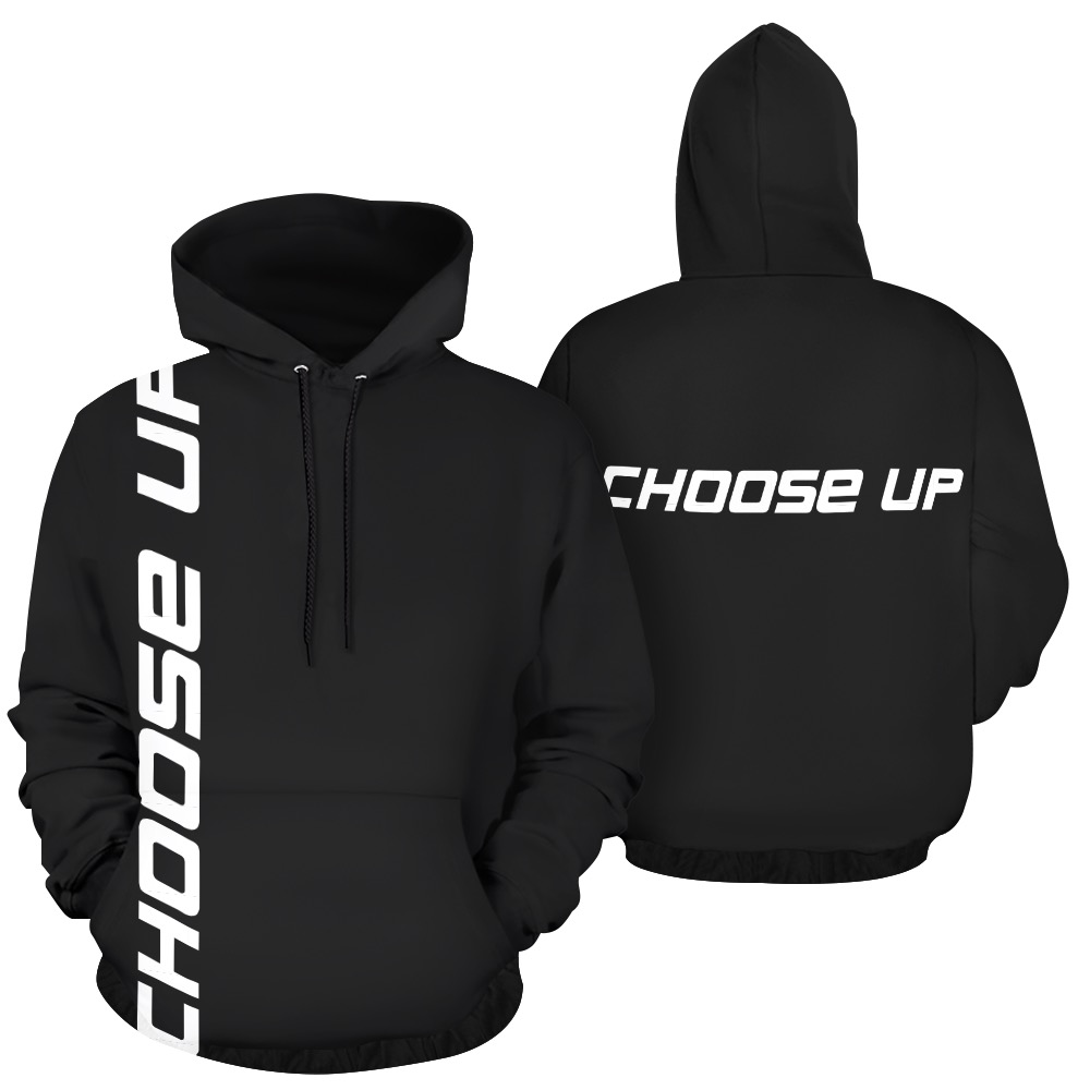 Choose Up Black/White All Over Print Hoodie for Men (USA Size) (Model H13)