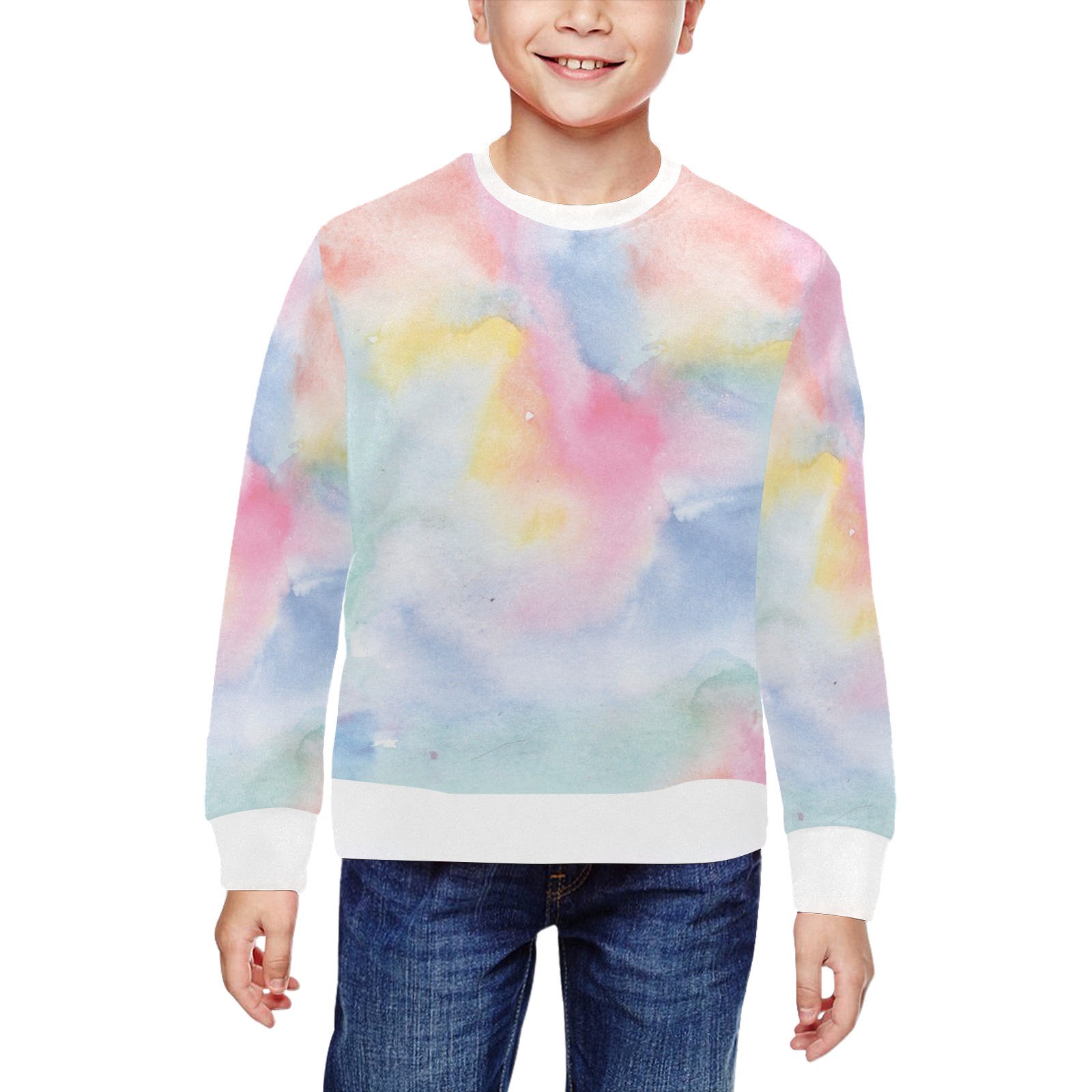 Colorful watercolor All Over Print Crewneck Sweatshirt for Kids (Model H29)