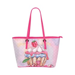 cupcake Leather Tote Bag/Small (Model 1651)