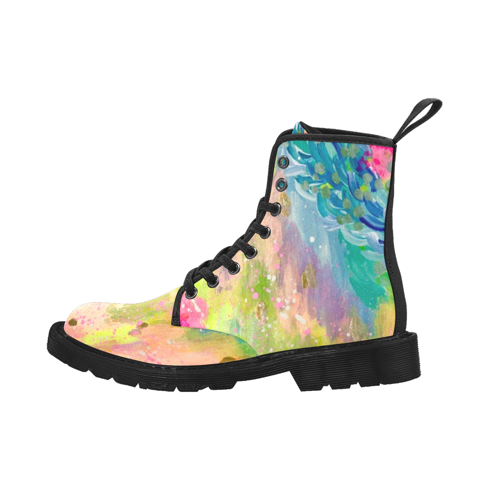 Abstract Painting Martin Boots for Women (Black) (Model 1203H)