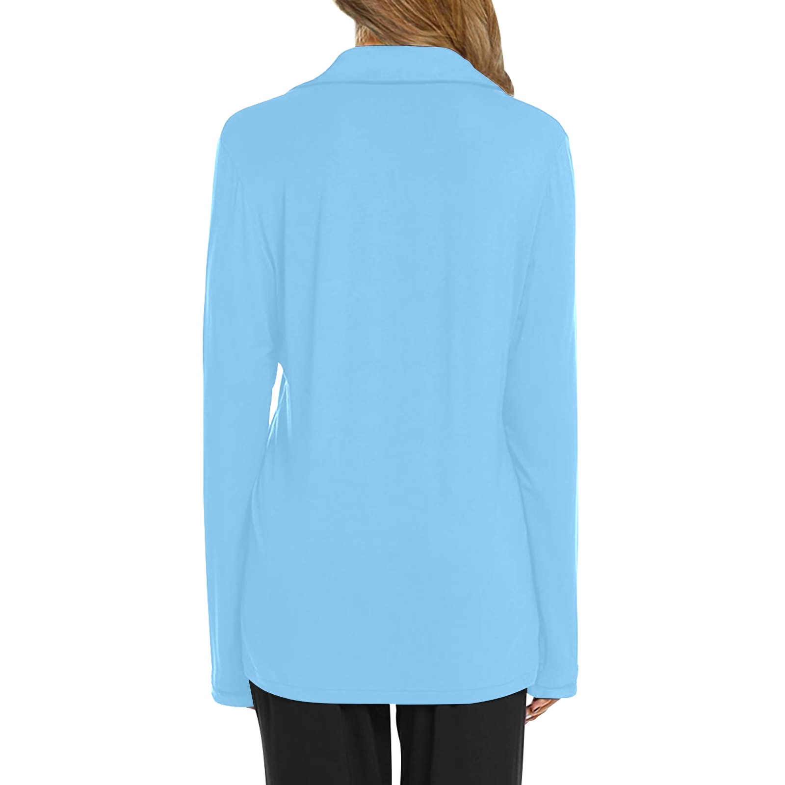 color light sky blue Women's Long Sleeve Pajama Shirt