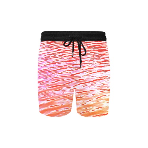 Orange and red water Men's Mid-Length Swim Shorts (Model L39)