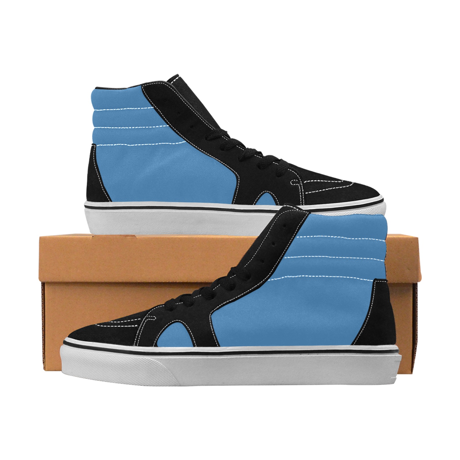 color steel blue Women's High Top Skateboarding Shoes (Model E001-1)