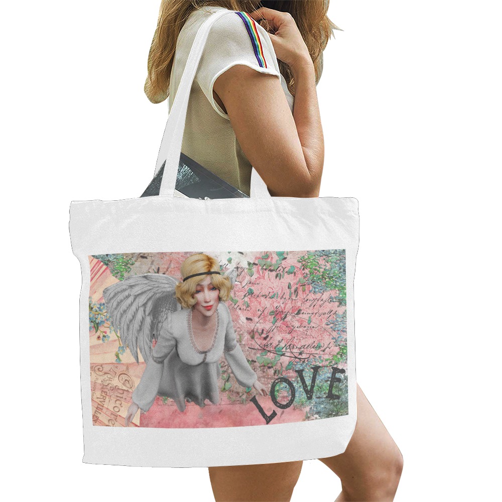 NEW valentine cupid pink 2 large tote Canvas Tote Bag/Large (Model 1702)