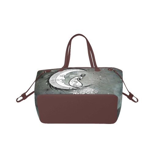 Wonderful peacock on the moon Clover Canvas Tote Bag (Model 1661)