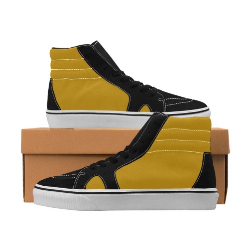 color dark goldenrod Women's High Top Skateboarding Shoes (Model E001-1)