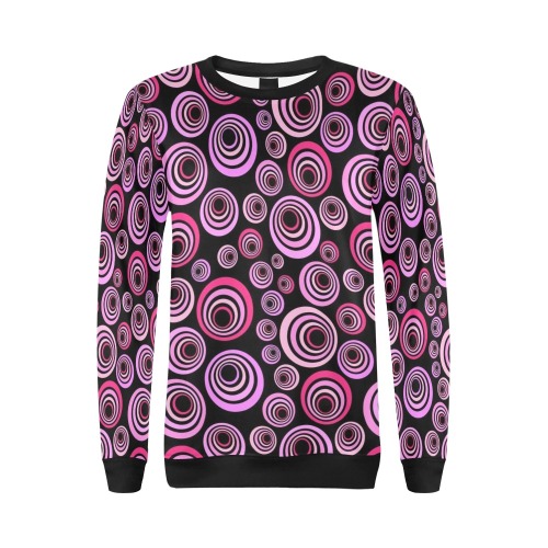 Retro Psychedelic Pretty Pink Pattern All Over Print Crewneck Sweatshirt for Women (Model H18)