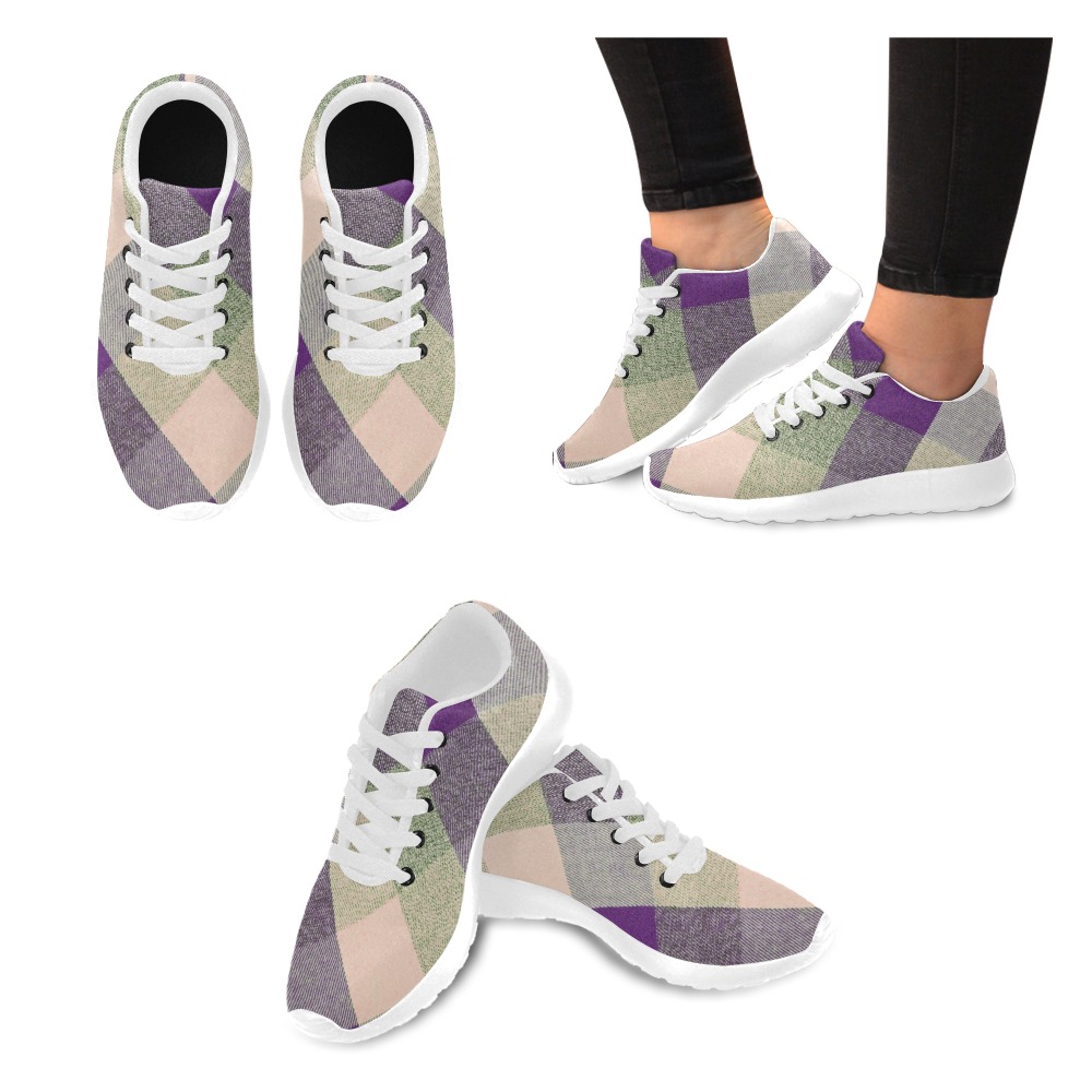 Pastel Plaid Purple Women’s Running Shoes (Model 020)