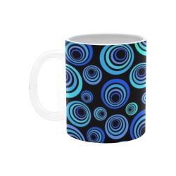 Retro Psychedelic Pretty Blue Pattern White Mug(11OZ)