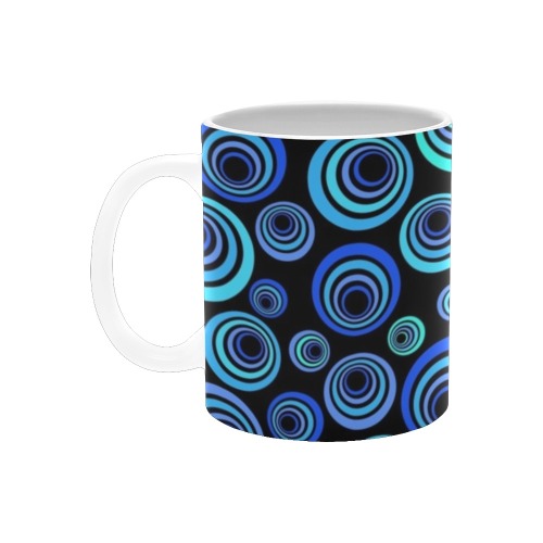 Retro Psychedelic Pretty Blue Pattern White Mug(11OZ)