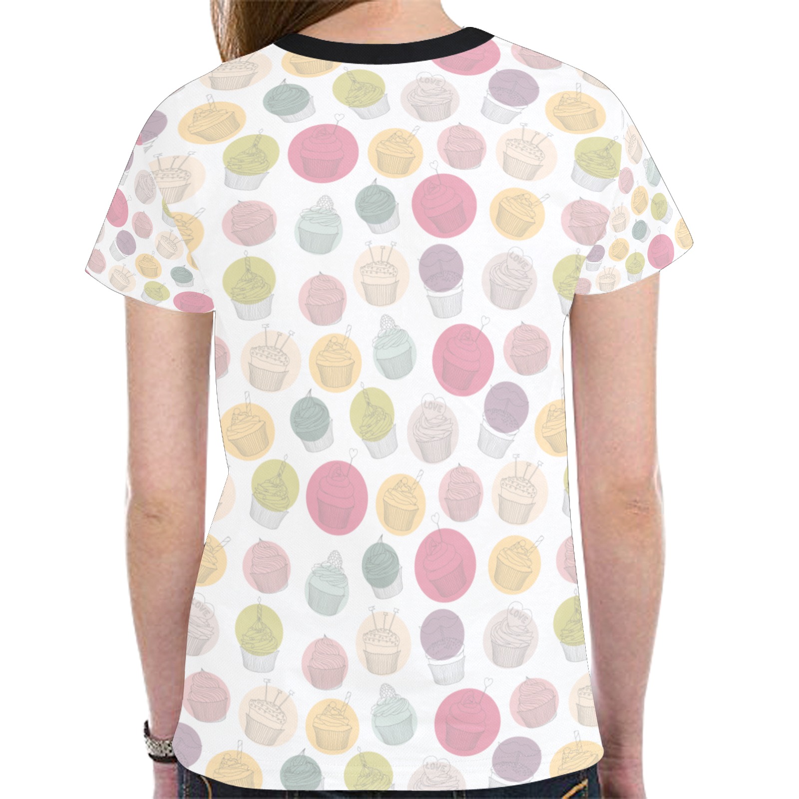Colorful Cupcakes New All Over Print T-shirt for Women (Model T45)