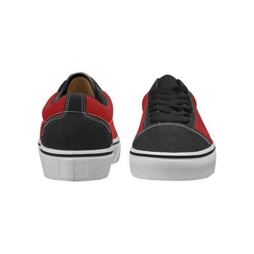 color dark red Women's Low Top Skateboarding Shoes (Model E001-2)
