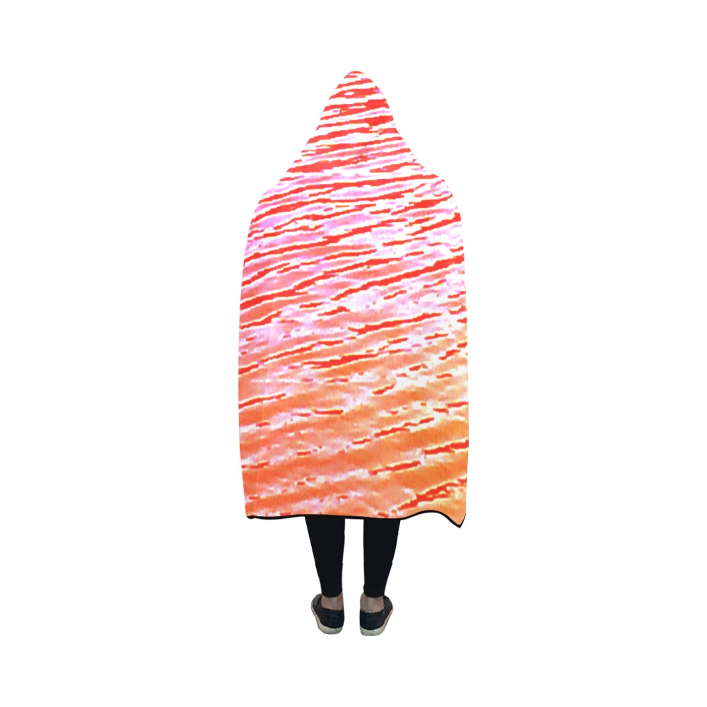 Orange and red water Hooded Blanket 50''x40''
