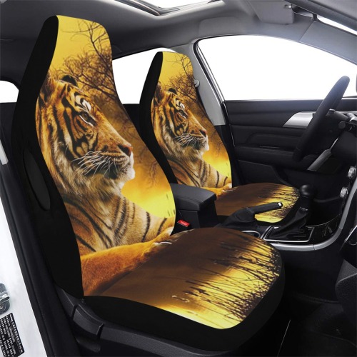 Tiger and Sunset Car Seat Cover Airbag Compatible (Set of 2)