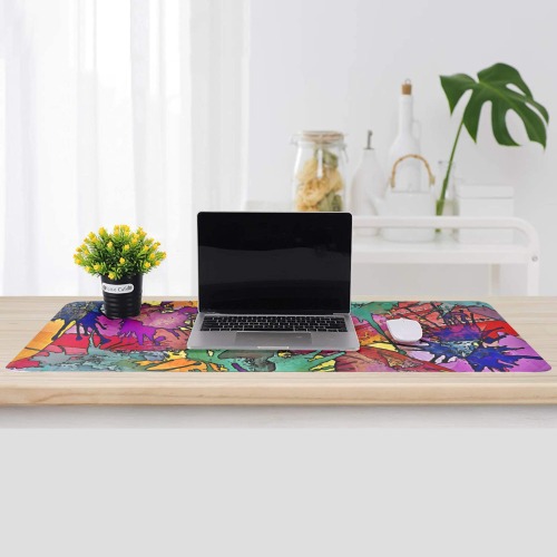 Multicolored Splashes Black Contour Gaming Mousepad (35"x16")