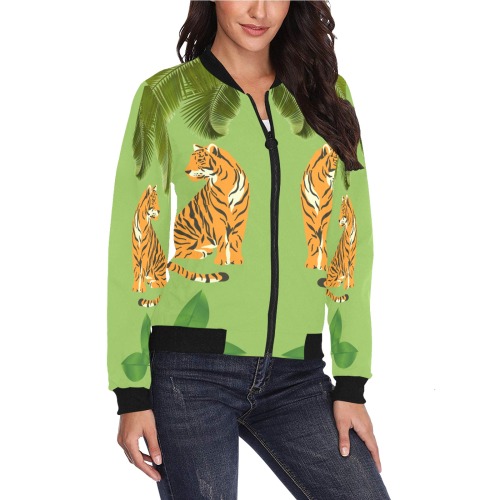 tchaqueta bomber de mujer con unos igres All Over Print Bomber Jacket for Women (Model H36)