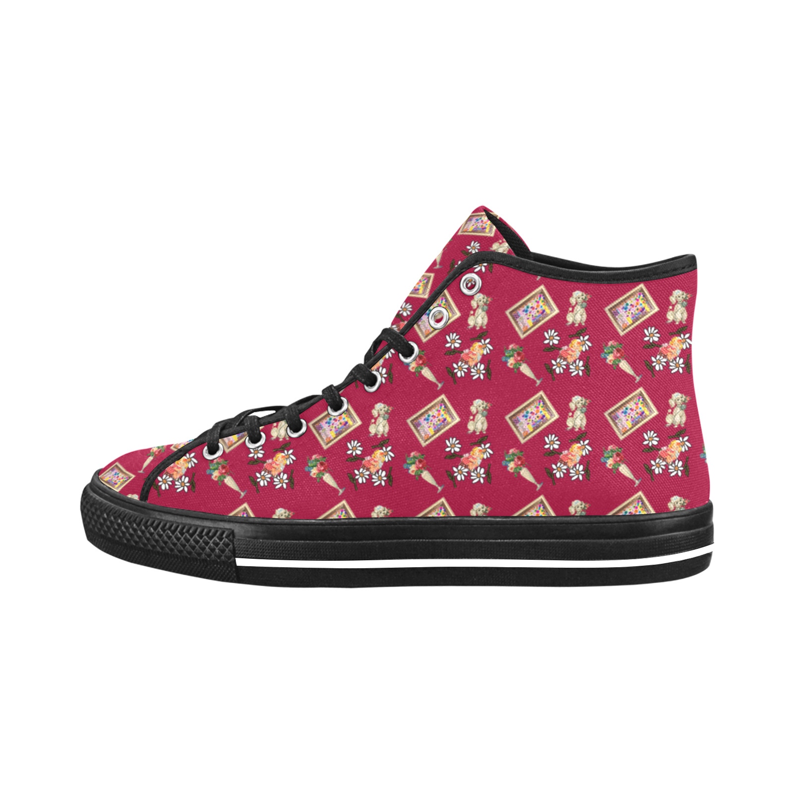 robin art red pattern Vancouver H Women's Canvas Shoes (1013-1)