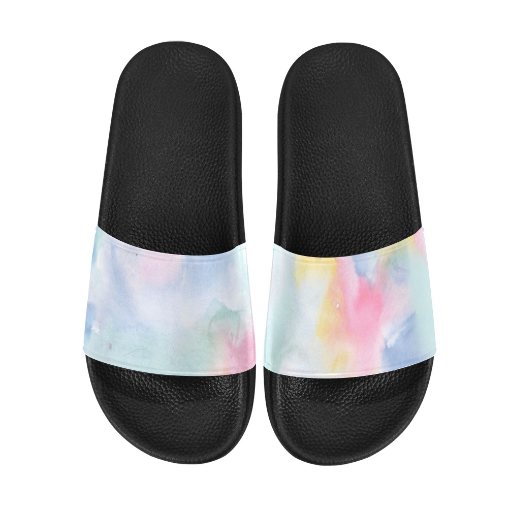 Colorful watercolor Women's Slide Sandals (Model 057)