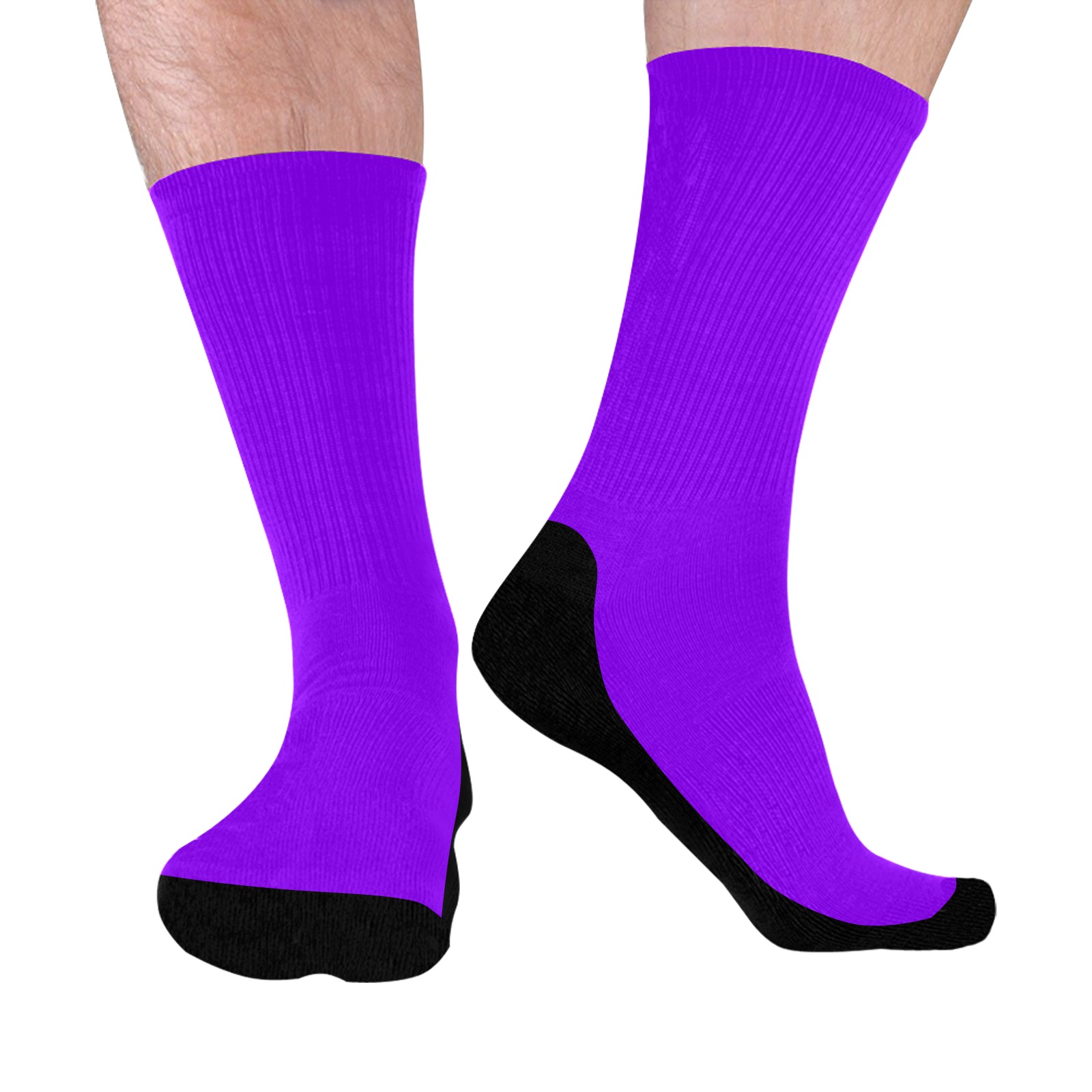 color electric violet Mid-Calf Socks (Black Sole)