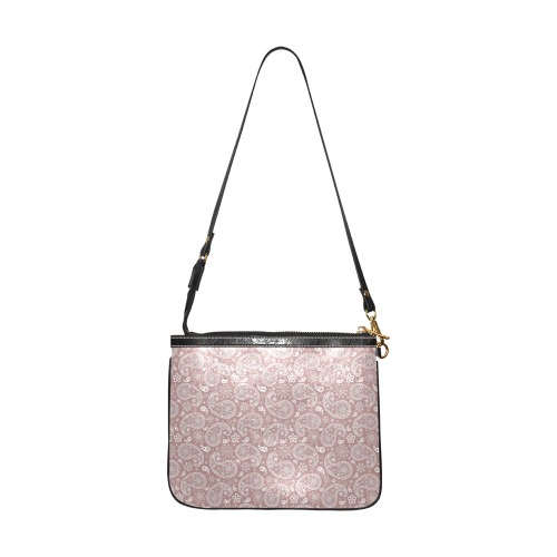 White and rose gold paisley Small Shoulder Bag (Model 1710)