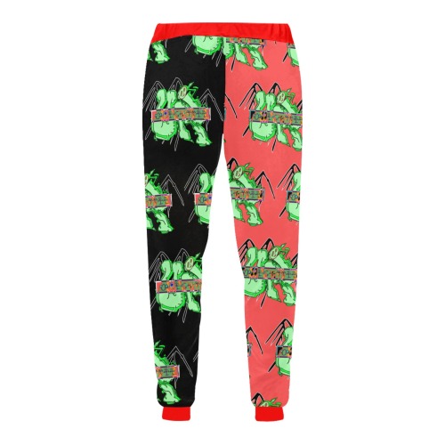 URI glitch FRABRIC red Men's All Over Print Sweatpants (Model L11)