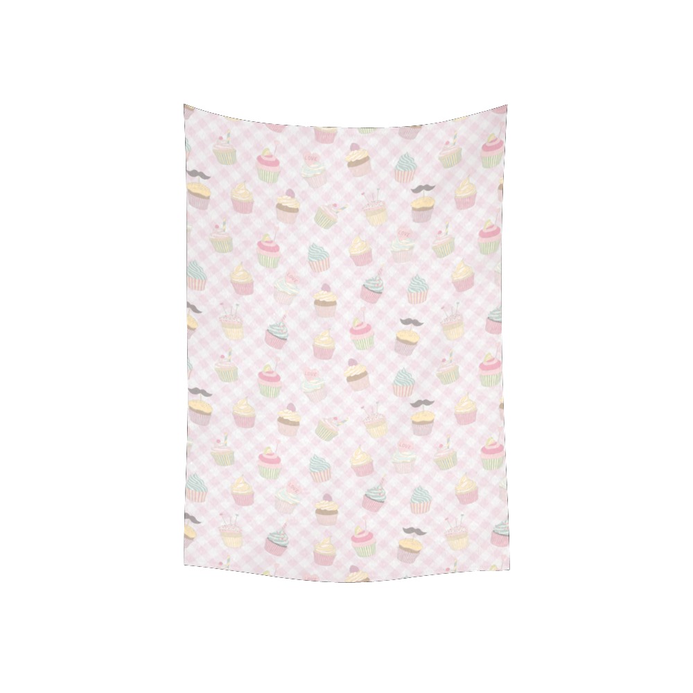 Cupcakes Cotton Linen Wall Tapestry 40"x 60"