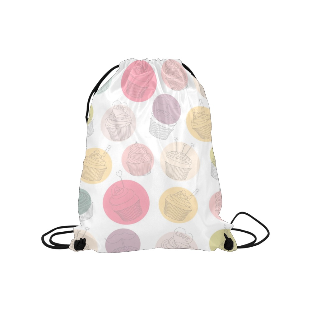 Colorful Cupcakes Medium Drawstring Bag Model 1604 (Twin Sides) 13.8"(W) * 18.1"(H)