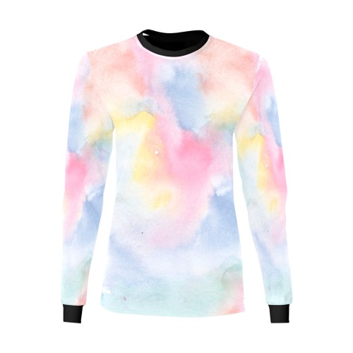 Colorful watercolor Women's All Over Print Long Sleeve T-shirt (Model T51)